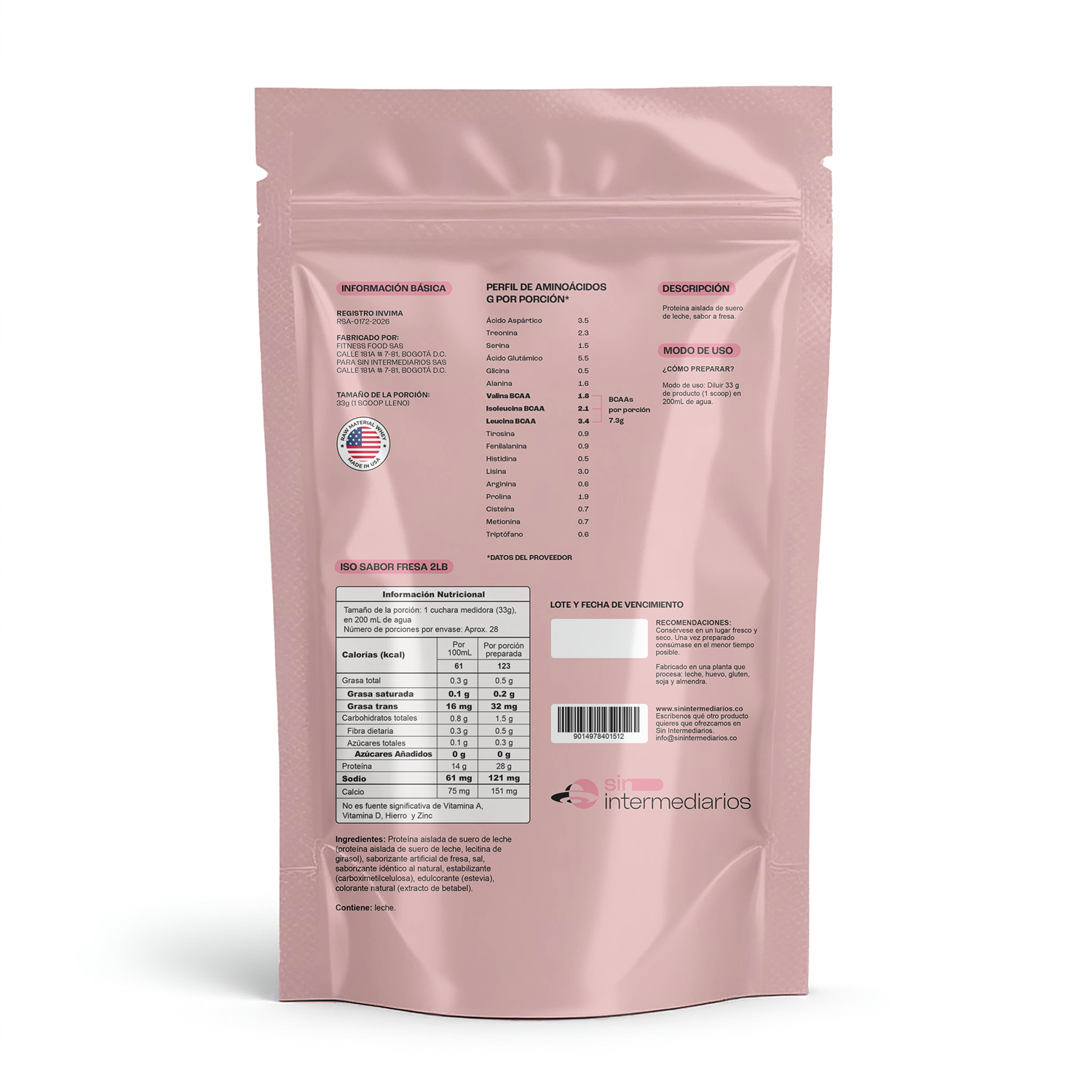 Proteína Aislada ISO - Fresa