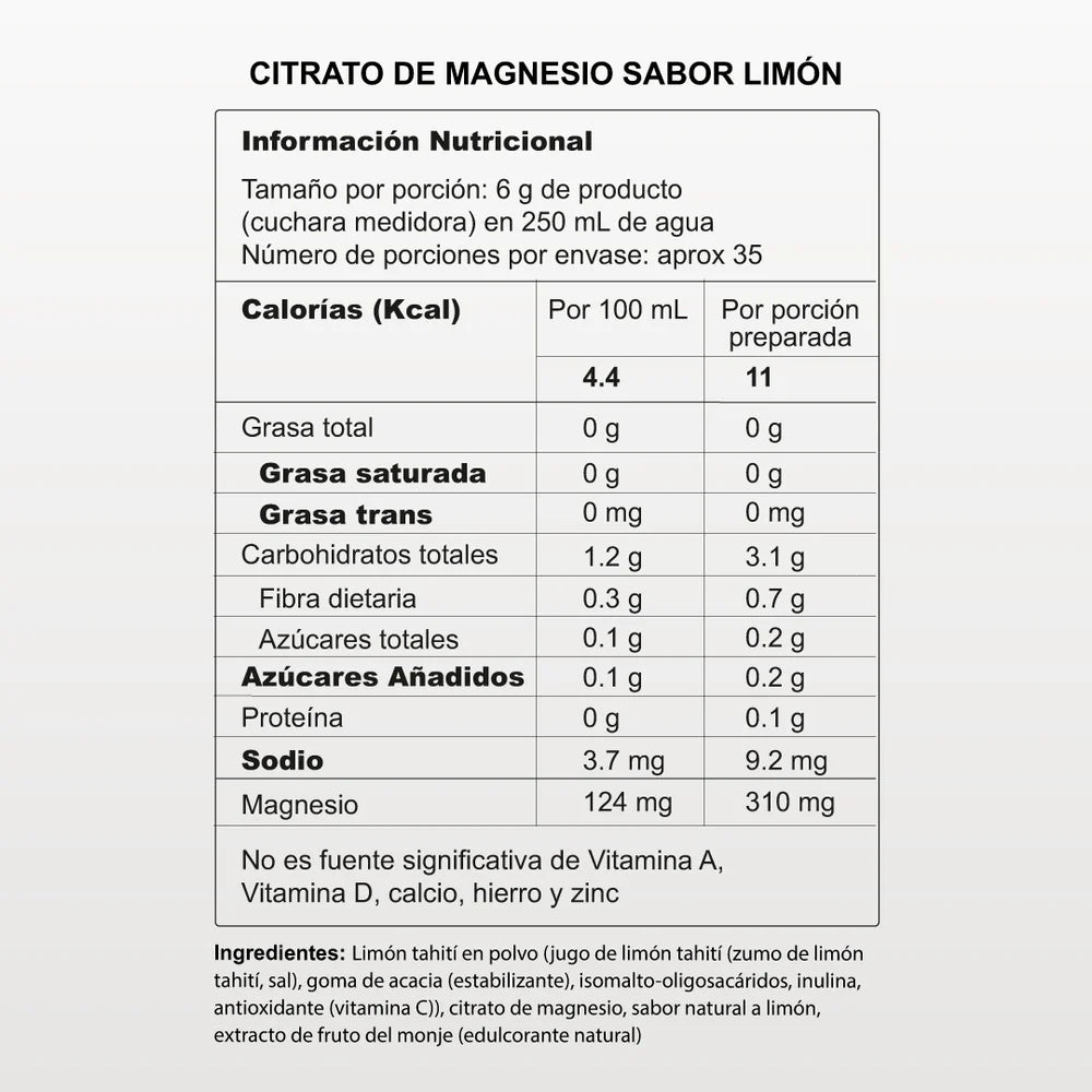 Citrato de Magnesio - Sabor Limón