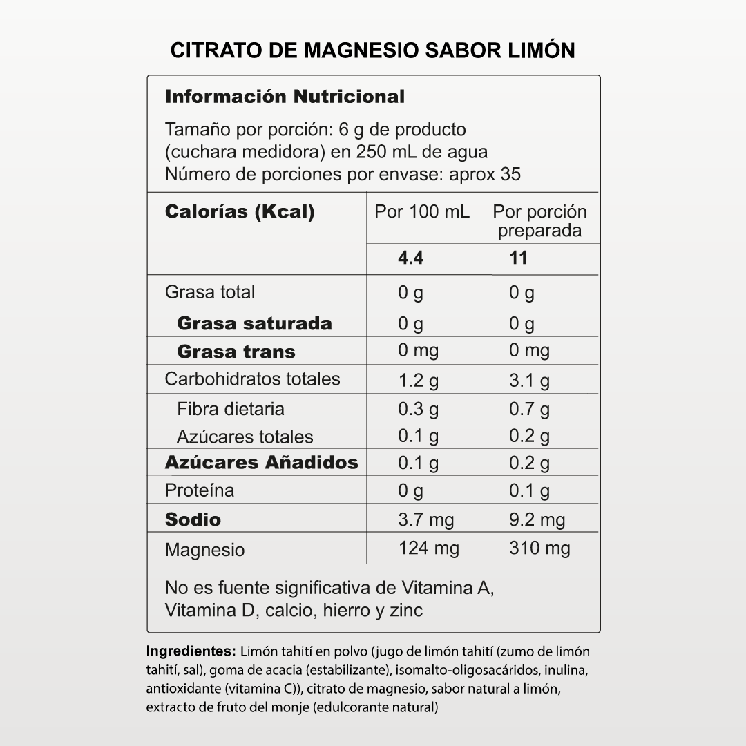 Citrato de Magnesio - Sabor Limón